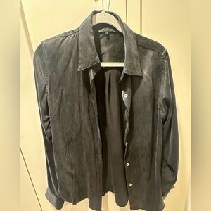 Olivaceous Charcoal Button-Up Blouse